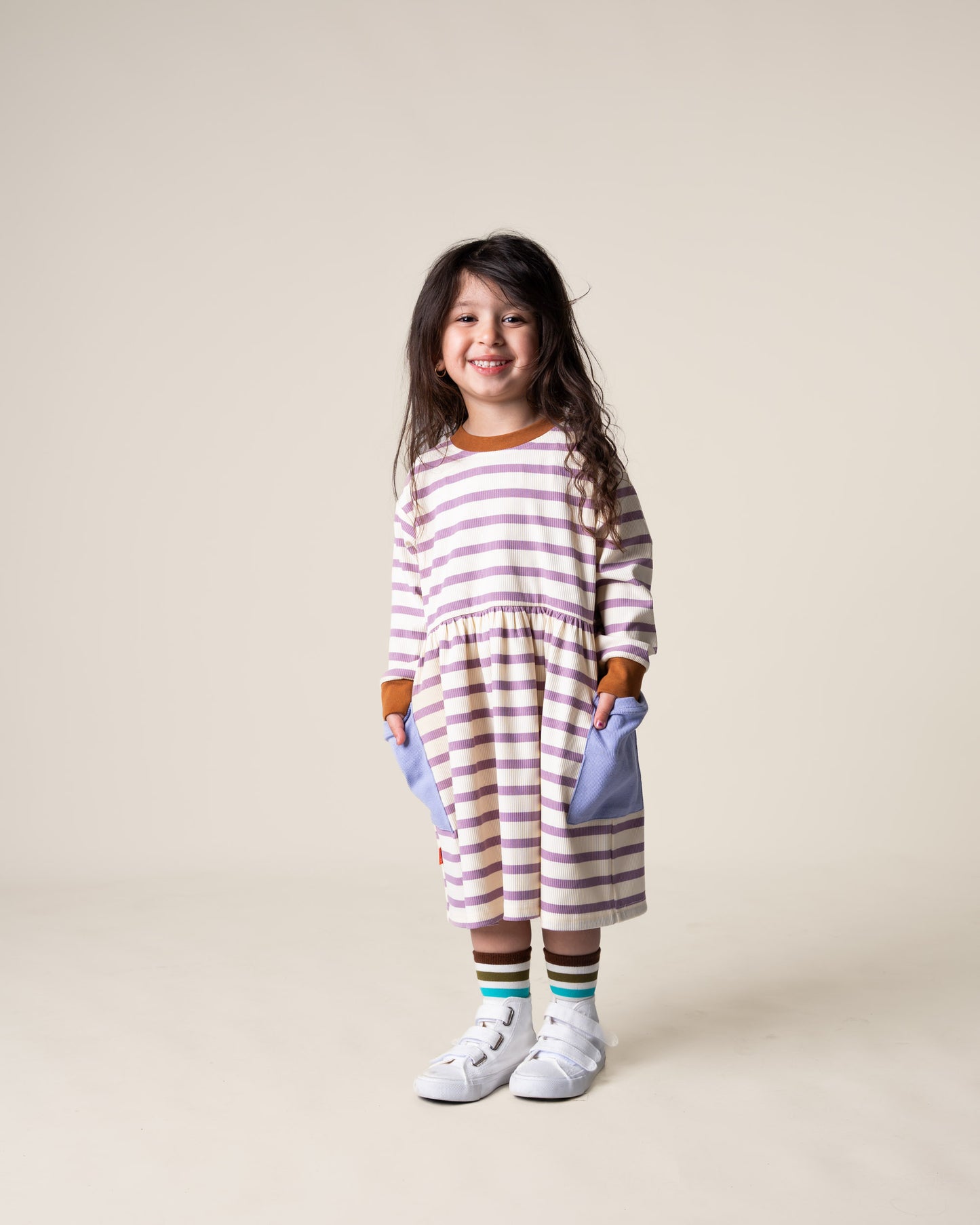 Bell Dress | Purple Stripes