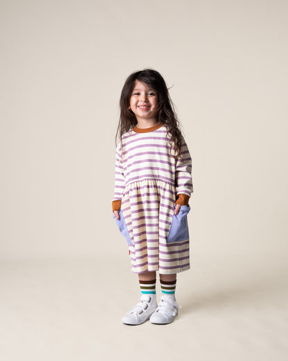 Bell Dress | Purple Stripes