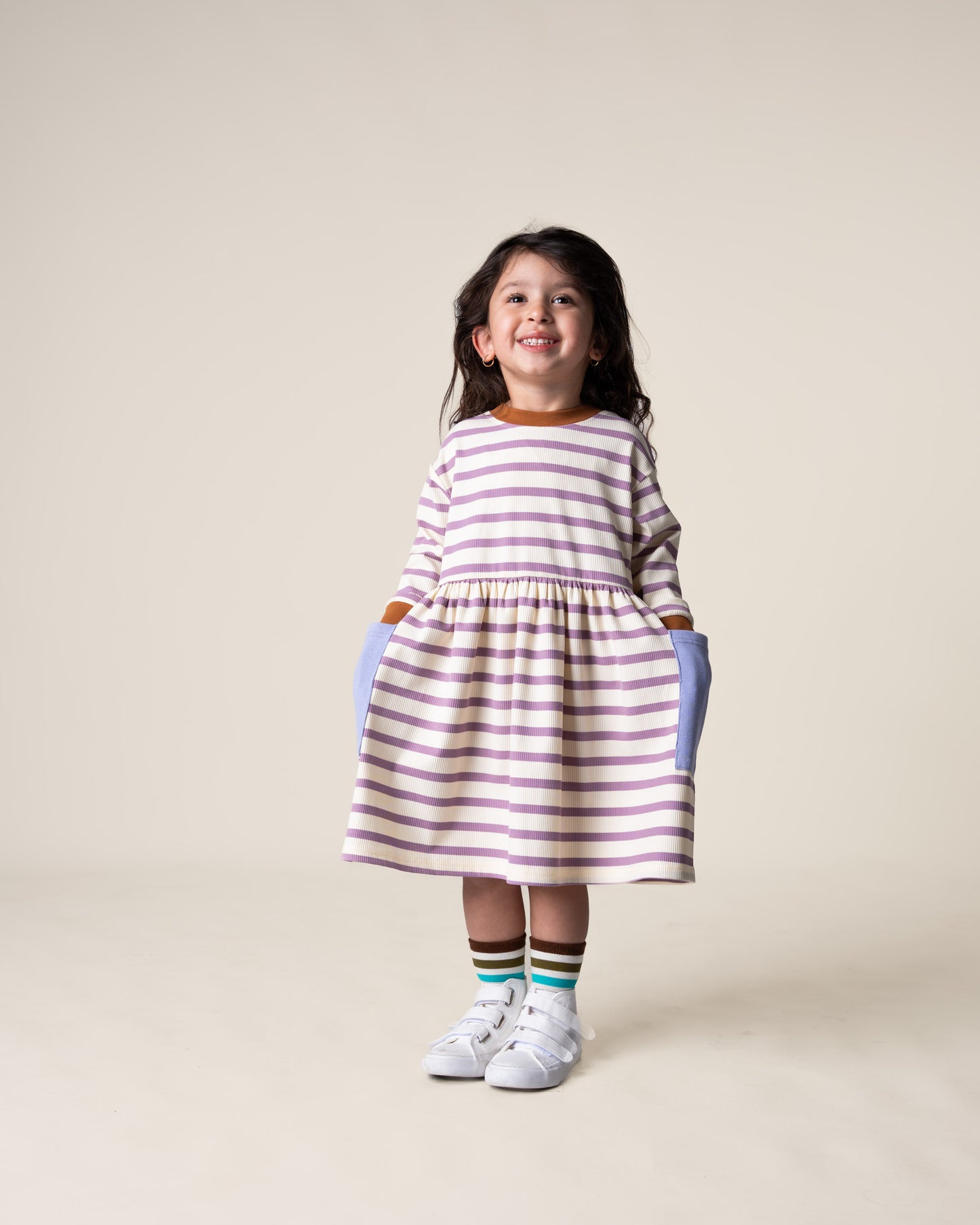 Bell Dress | Purple Stripes