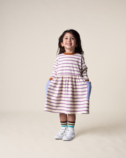 Bell Dress | Purple Stripes