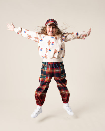 Patched Barrel Pants | Tartan