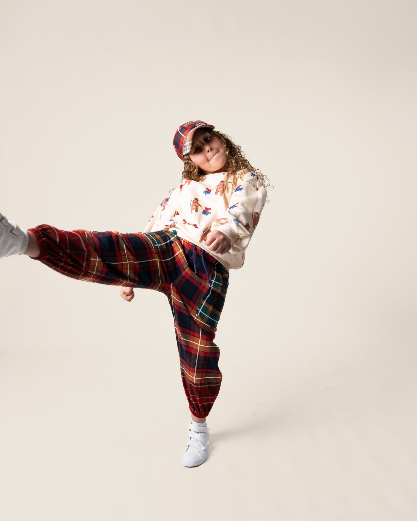 Patched Barrel Pants | Tartan