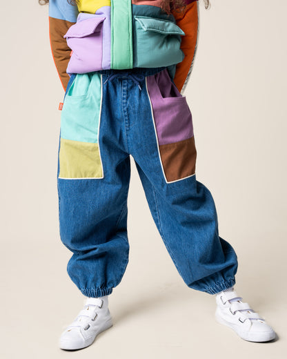 Denim Barrel Pants | Colour Block