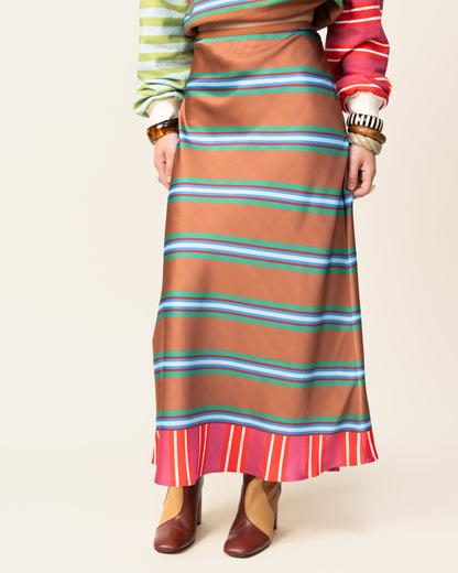 Women's Striped Satin Skirt (Pre Order)
