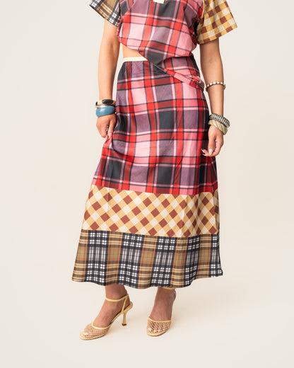 Women's Plaid Satin Skirt (PRE ORDER)