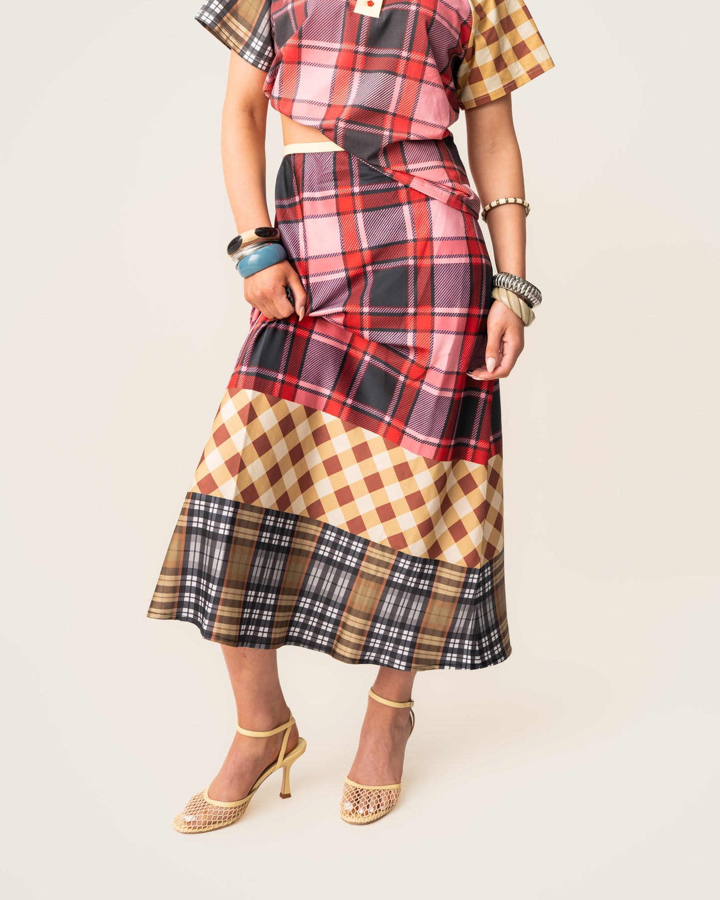 Women's Plaid Satin Skirt (PRE ORDER)