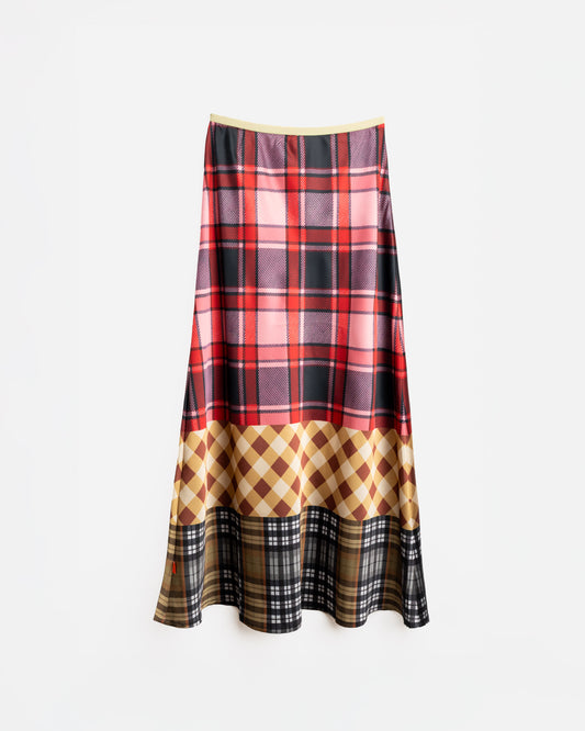 Women's Plaid Satin Skirt (PRE ORDER)