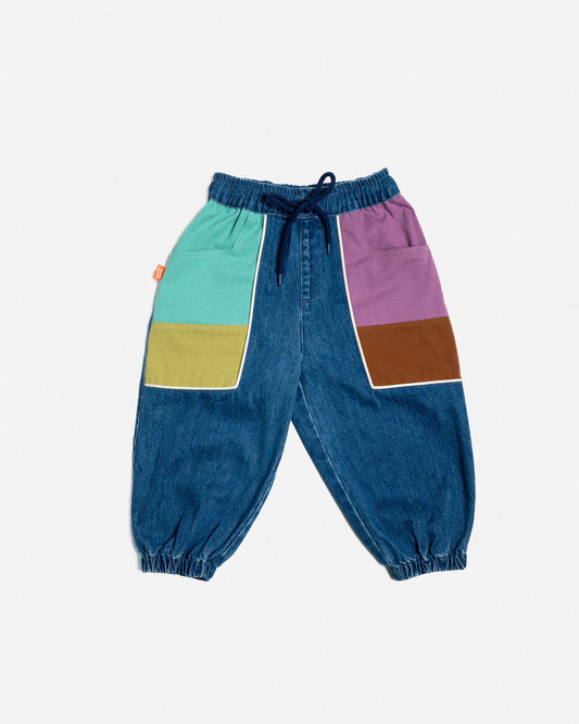 Denim Barrel Pants | Colour Block