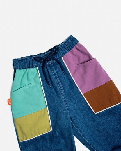 Denim Barrel Pants | Colour Block