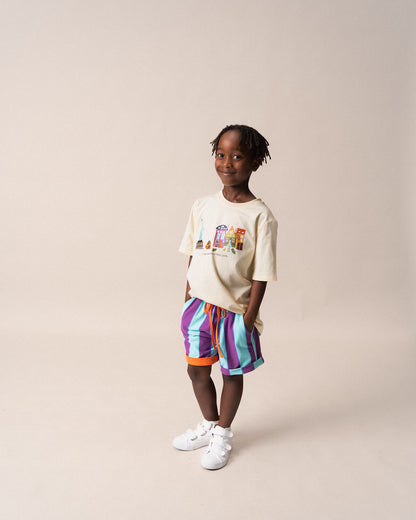 Shorts Purple & Aqua Stripes