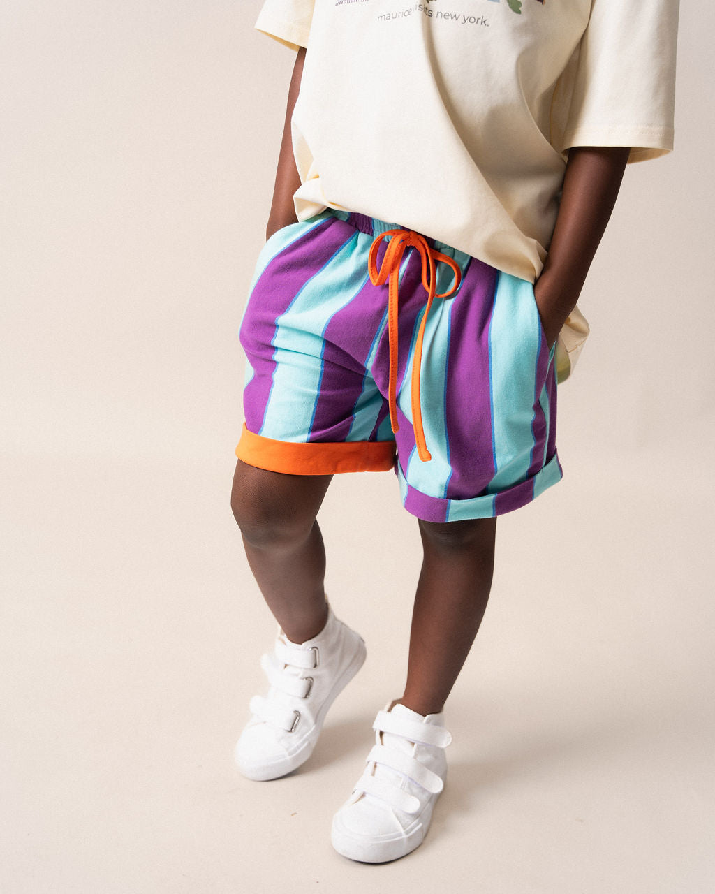 Shorts Purple & Aqua Stripes