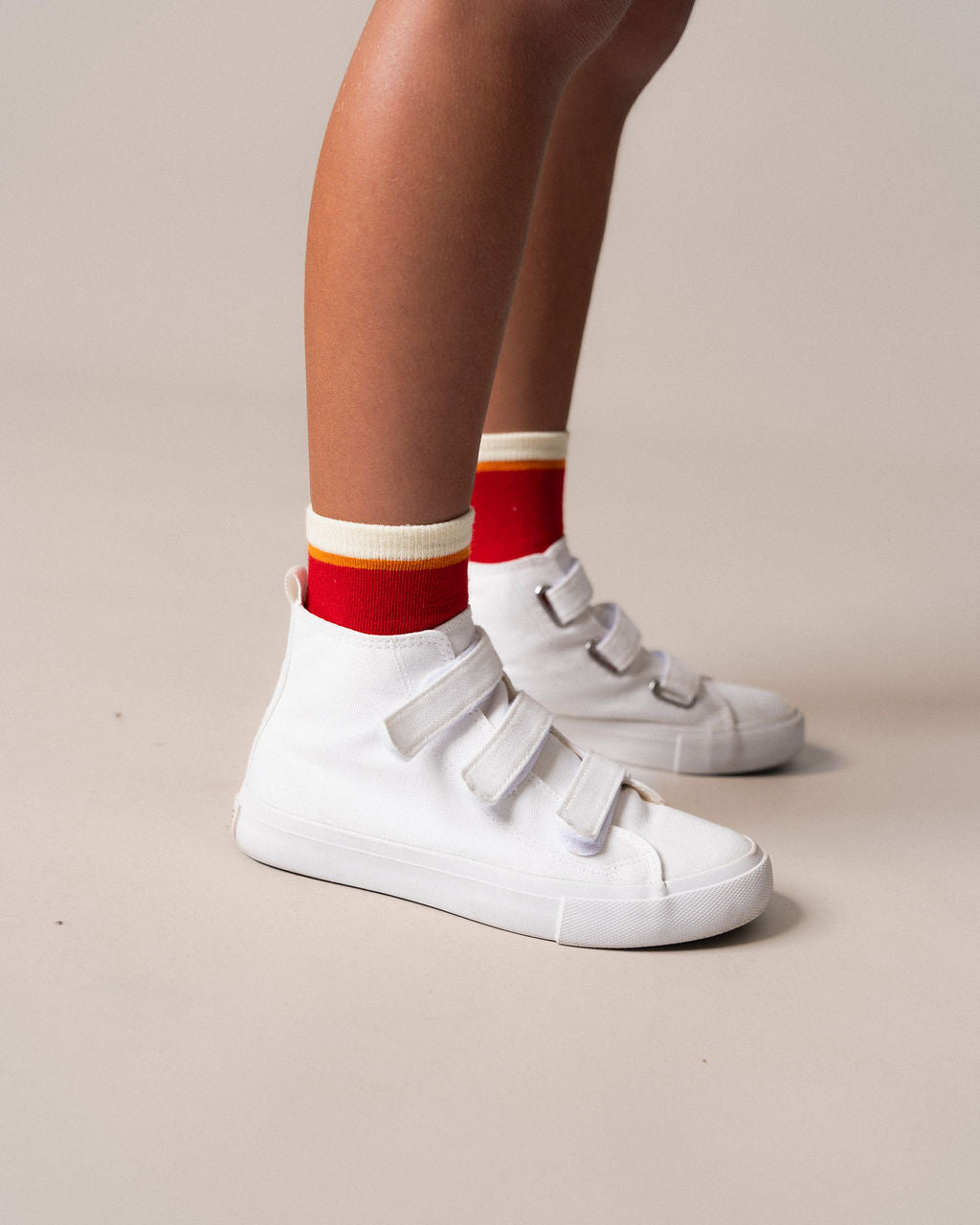 Socks Red & Beige