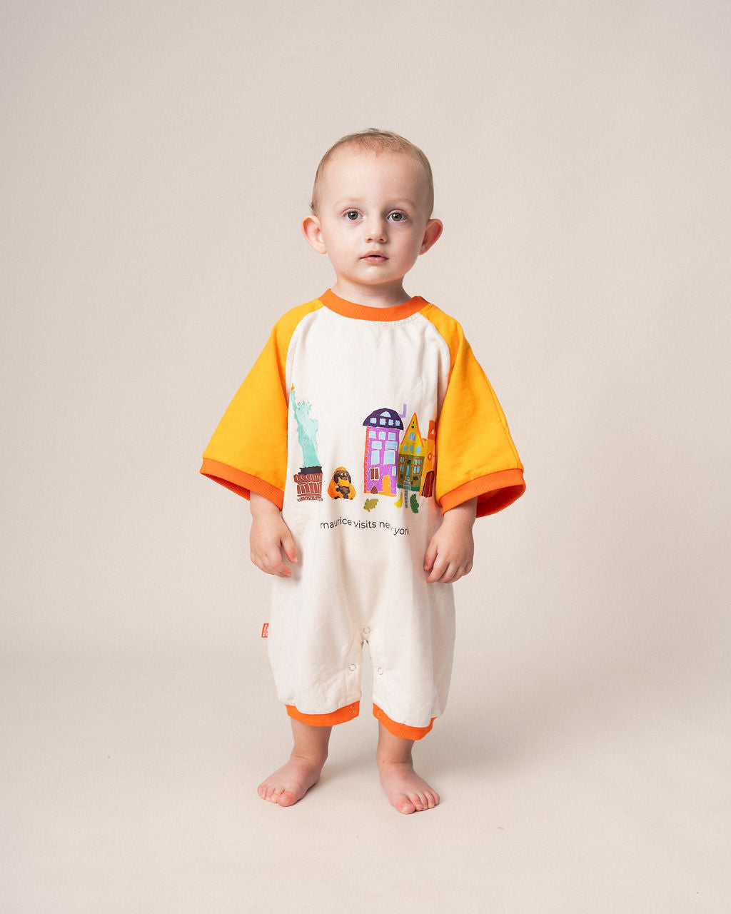 Romper Tangerine & Off White
