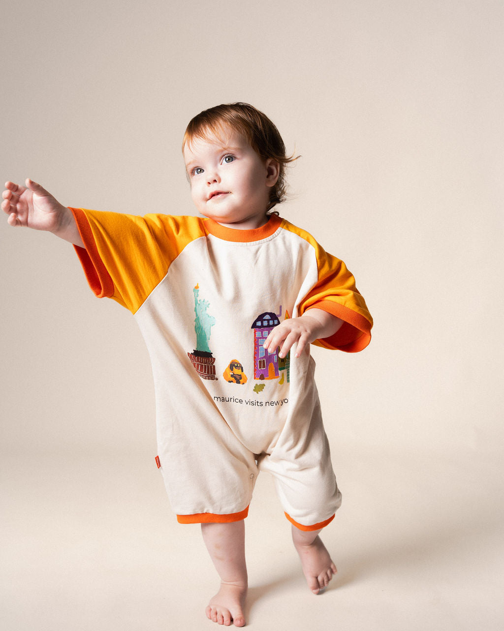Romper Tangerine & Off White