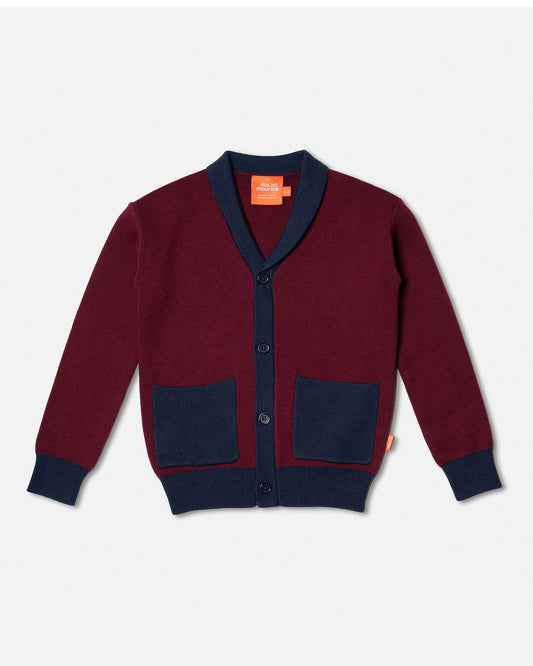 Jacquard Knit Cardigan Maroon