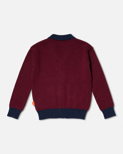 Jacquard Knit Cardigan Maroon